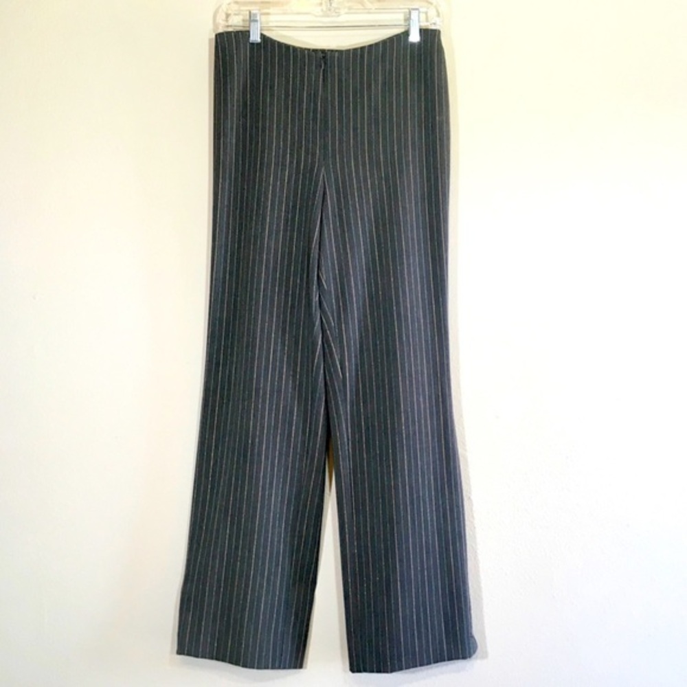 Vintage Pinstriped Pants Button Womens Slacks Gray